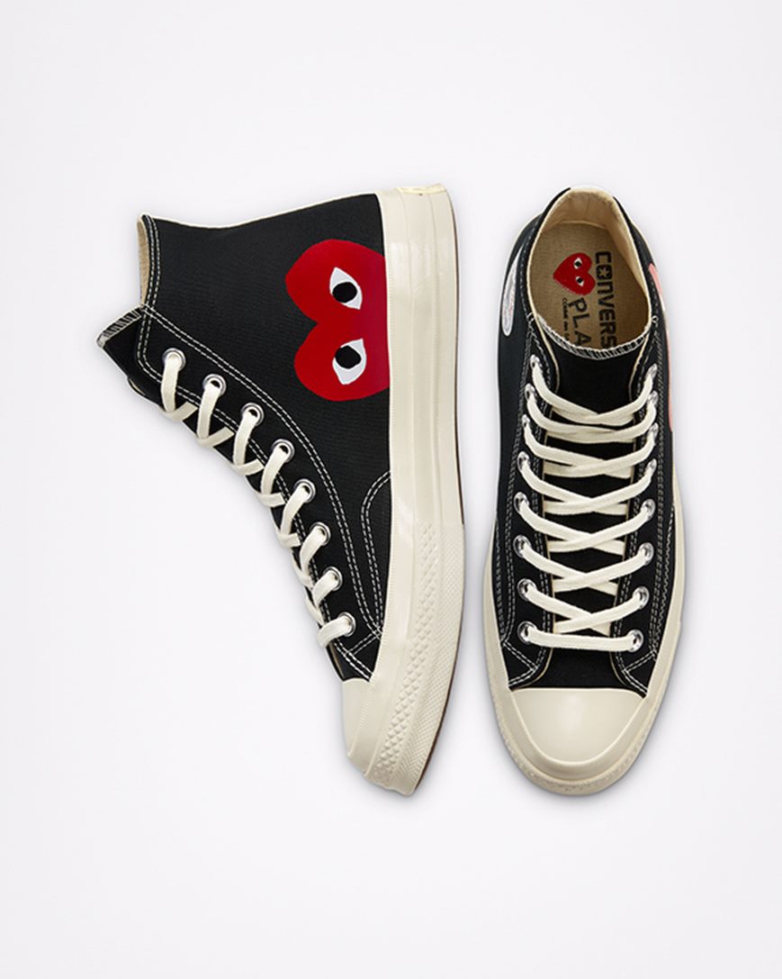 Dámské Boty Vysoké Converse x Comme des Garçons PLAY Chuck 70 Černé Bílé Červené | CZ HLTZ60